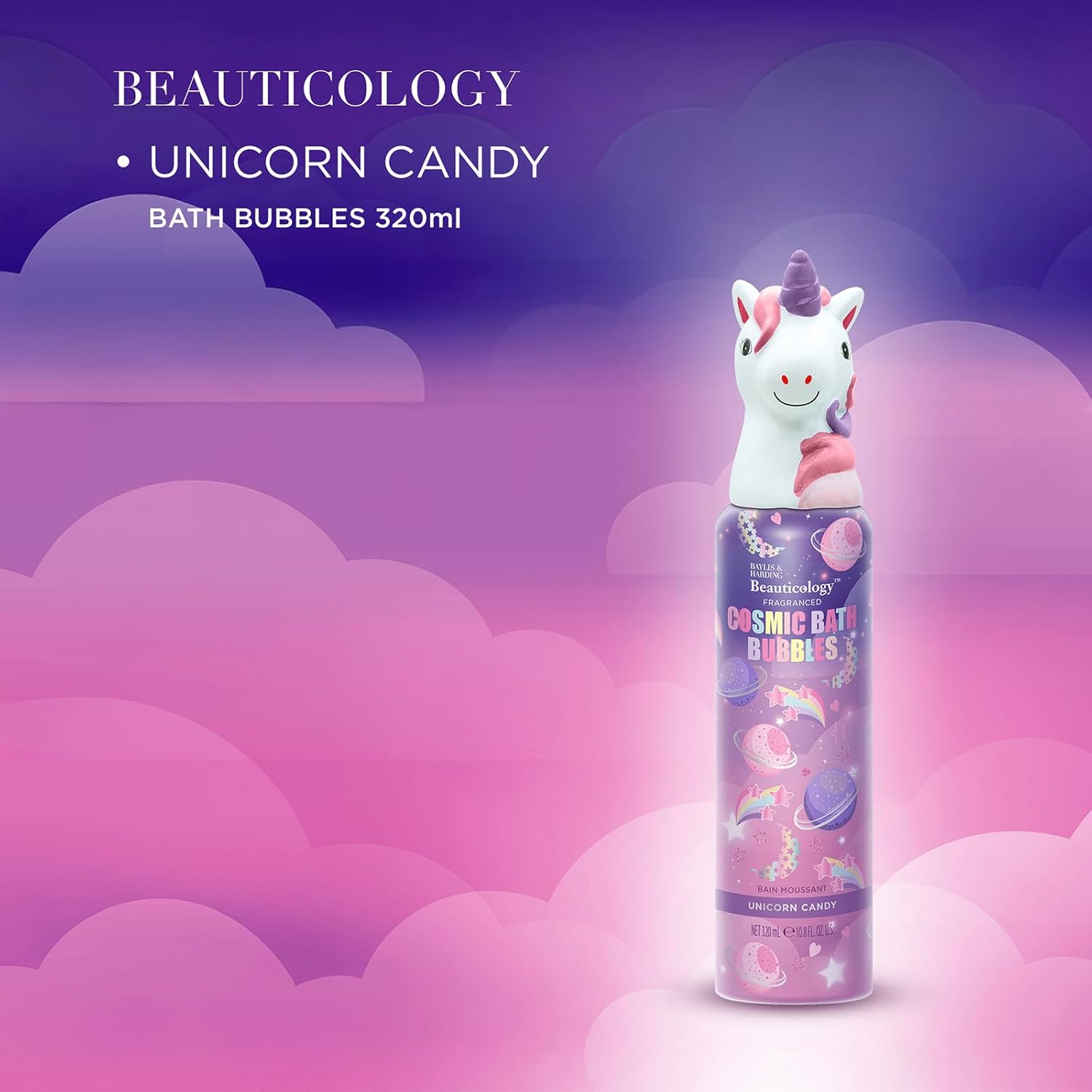 Піна для ванни з іграшкою єдиноріг Baylis & Harding Cosmic Bath Bubbles для дітей, 320 мл - Зображення 2