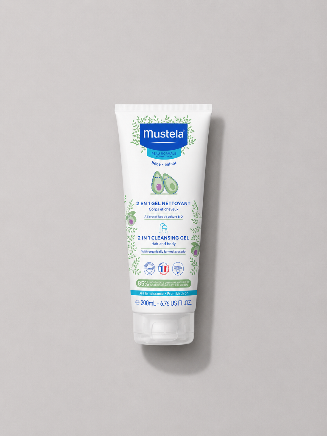 Дитячій очищувальний гель для волосся й тіла 2 в 1 з авокадо Mustela 2 in 1 Cleansing Gel Hair and Body, 200 мл