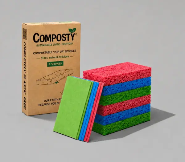 Відео товару: Набір біорозкладних еко-губок без пластику Composty Magic Pop-Up Sponge Eco, 6 шт.