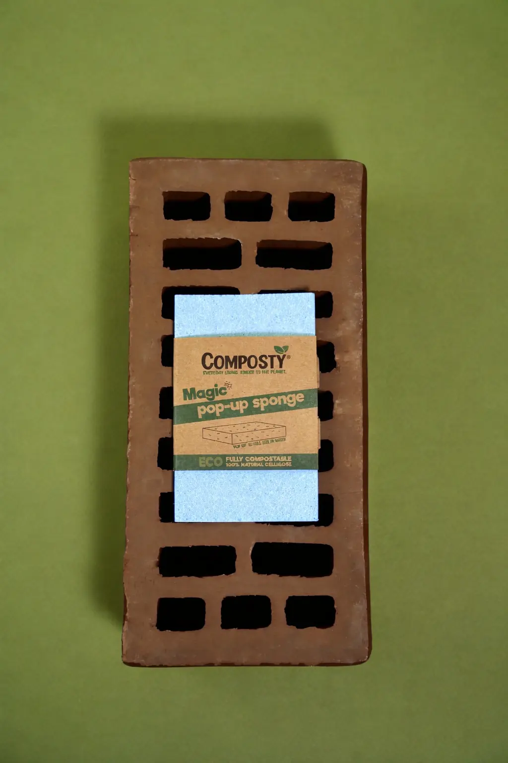 Magic Pop-Up Sponge — біорозкладна еко-губка без пластику, що оживає у воді 🌱 Після використання — у компост, а не на звалище, синя - Зображення 2