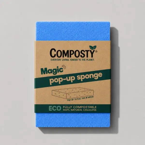 Відео товару: Magic Pop-Up Sponge — біорозкладна еко-губка без пластику, що оживає у воді 🌱 Після використання — у компост, а не на звалище, синя