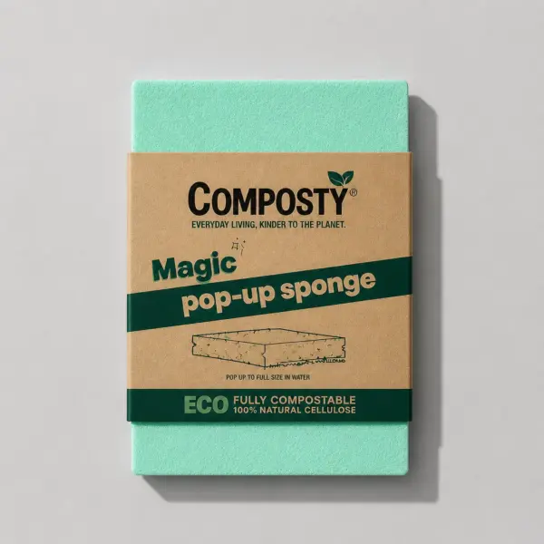 Відео товару: Magic Pop-Up Sponge — біорозкладна еко-губка без пластику, що оживає у воді 🌱 Після використання — у компост, а не на звалище, зелена
