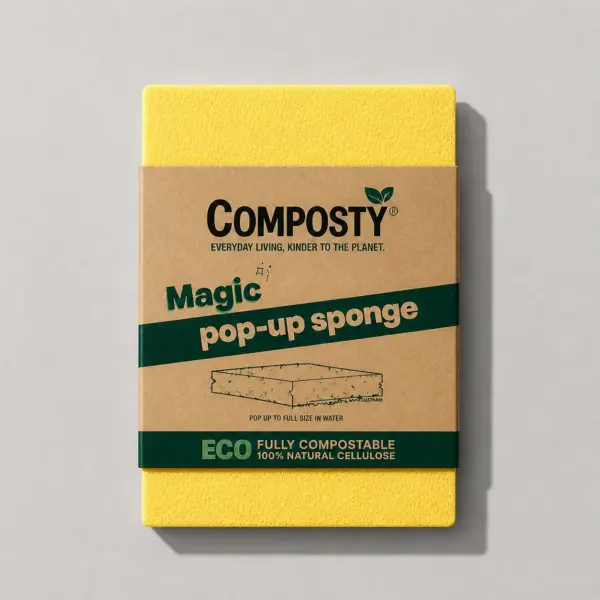 Відео товару: Magic Pop-Up Sponge — біорозкладна еко-губка без пластику, що оживає у воді 🌱 Після використання — у компост, а не на звалище, жовта